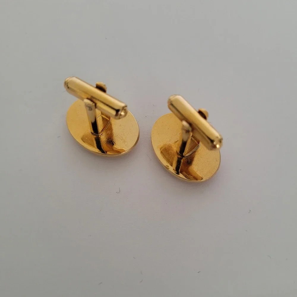 Dunhill Vintage US Navy Officer Crest Cufflinks Gold Silver Tone Two-Tone Boxed